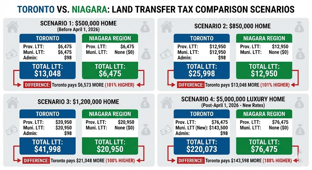 Land Transfer Tax Comparison Toronto vs. Niagara